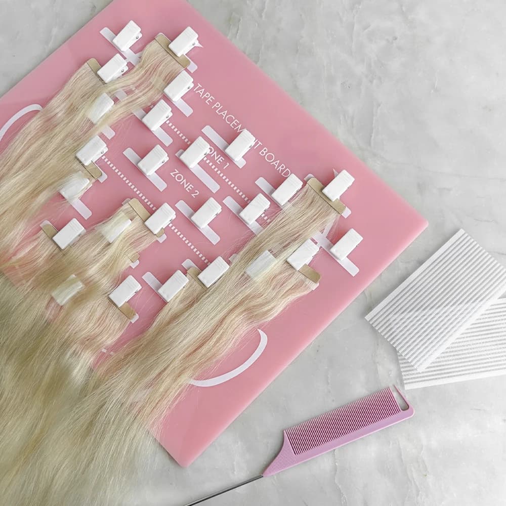 ARLANY Scheda di posizionamento estensioni dei capelli con 25 clip Piastra separata per capelli per nastro nelle estensioni Organizzatori di estensioni dei capelli in acrilico