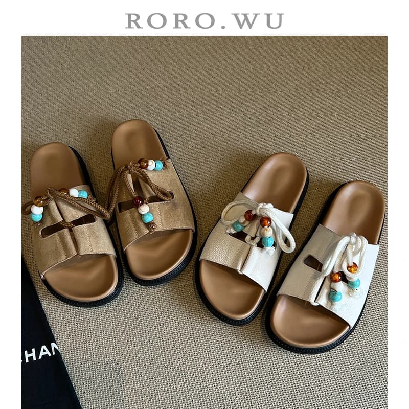 Pantofole infradito estive Sandali piatti in pelle Bot Bule da donna Traspiranti Casual Sle Gomma Bot Thi Tacco oes