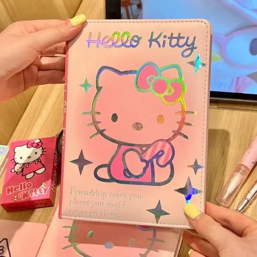Quaderno in Pelle Stile Giapponese Kawaii Hello Kitty, Diario con Pagine Colorate in PU Morbido, Regalo Sorpresa di Grande Valore per i Fan