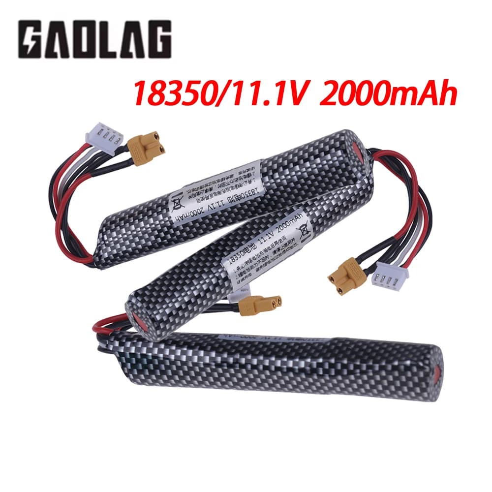 Batteria LiPo 18350 11.1V 2000mAh ad alta scarica 10C/20C per Elicottero RC e Pistola Airsoft