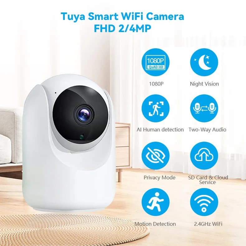 4MP 1440P Tuya APP Telecamera dome IP PTZ wireless AI Rilevazione umanoide Sicurezza domestica CCTV Baby Monitor