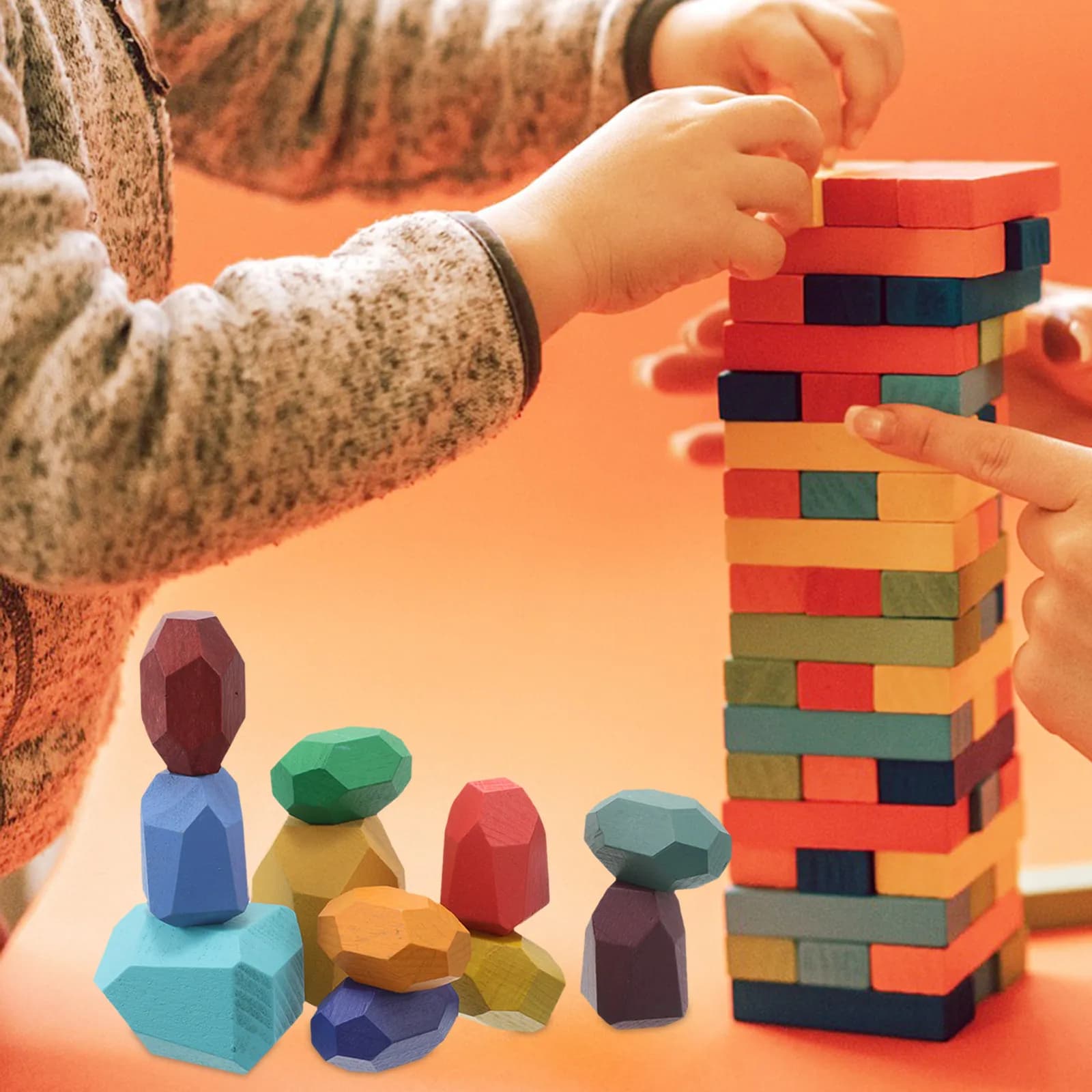 1 set di blocchi impilabili in legno, forme irregolari, Montessori, educazione precoce, equilibrio, costruzione, gioco cognitivo per bambini piccoli