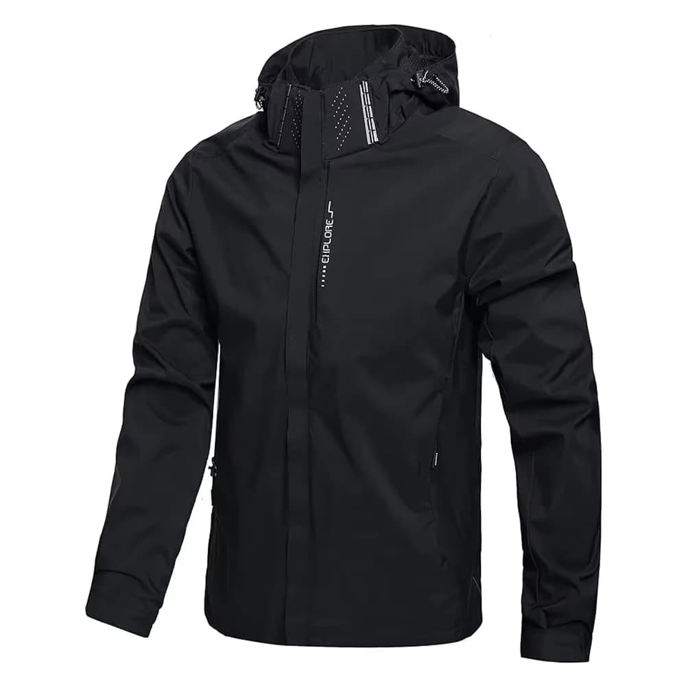 Men's Raincoat Lightweight Jacket with Hood for Hiking Wind and Climbing