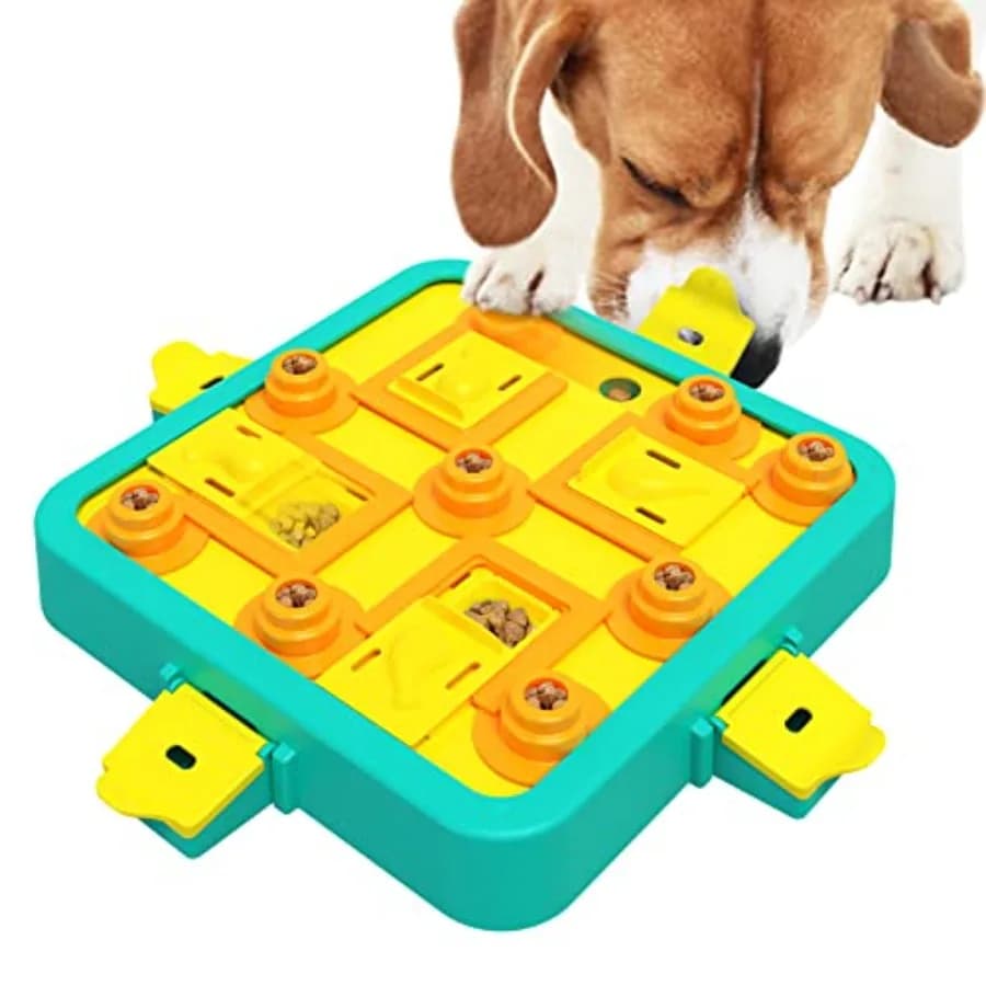 Giocattolo puzzle per cani Stimolazione mentale - Alimentatore puzzle per cibo per cani livello 3 in 1 con tavola blu avanzata per fidanzamento mentale-xq