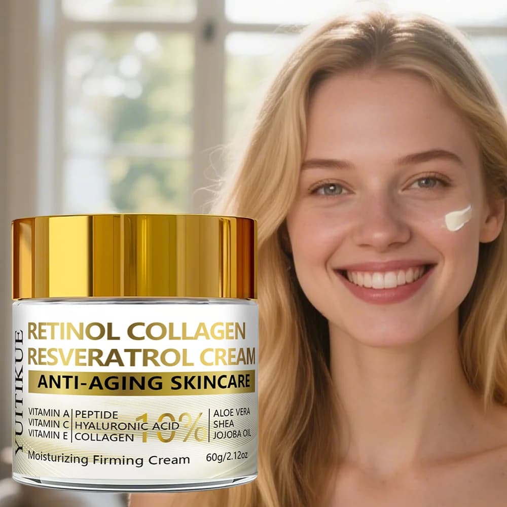 YUITIKUE Cream Resveratrol and Retinol - Collagen, Peptides and Vitamins A,C,E for skins Firm, Lyscia and Young, 60g
