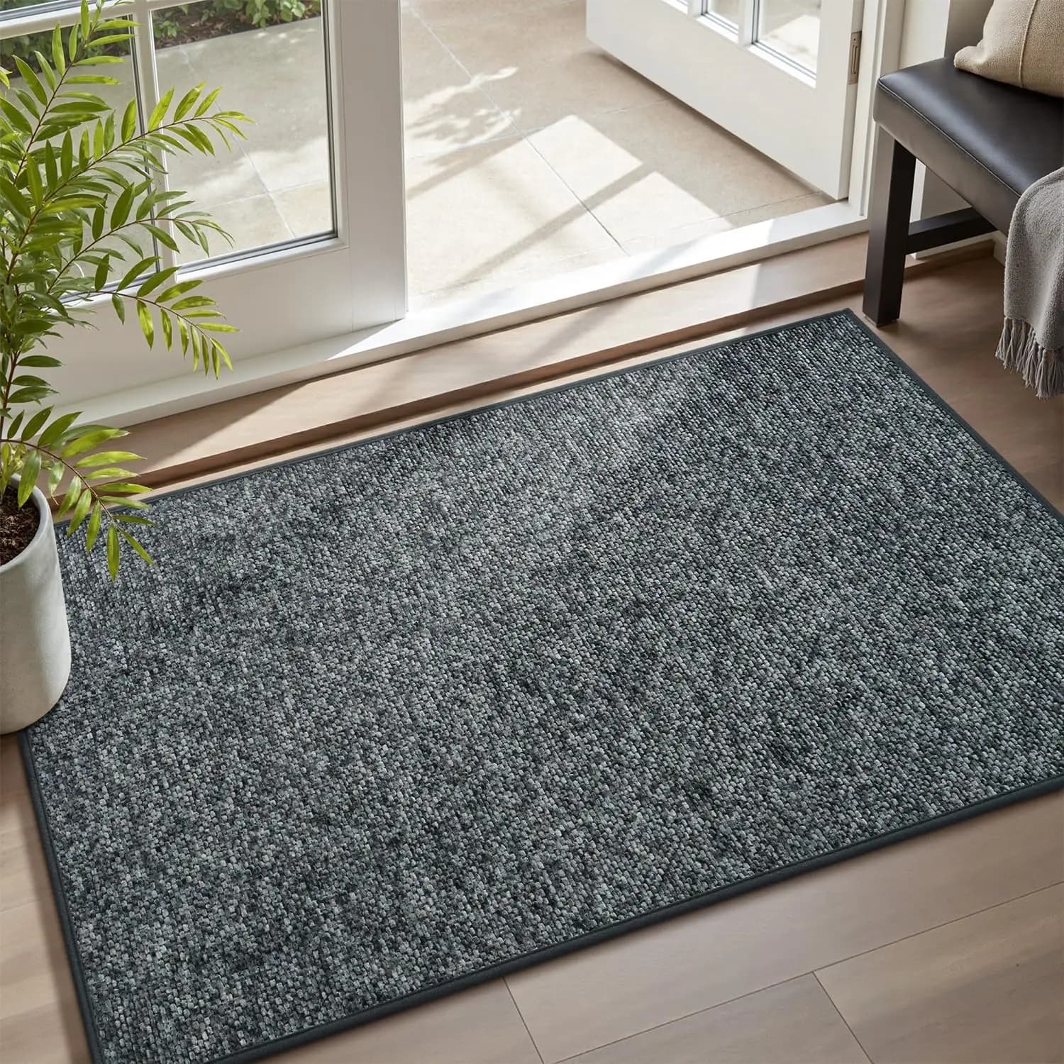 Tappetino Assorbente per Interni, Antiscivolo in Gomma, per Ingresso, Grigio Scuro 17x30