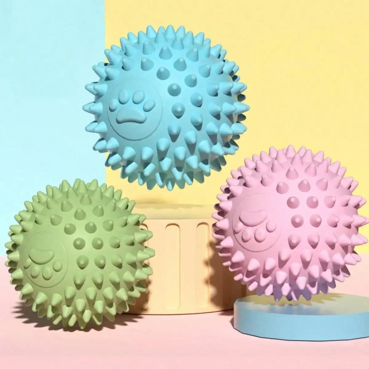 1Pcs/2Pcs Dog Chew Toys Set Spiky Bone & Ball Rubber Teething Toys for Small Medium Dogs Puppies Pet Supplies