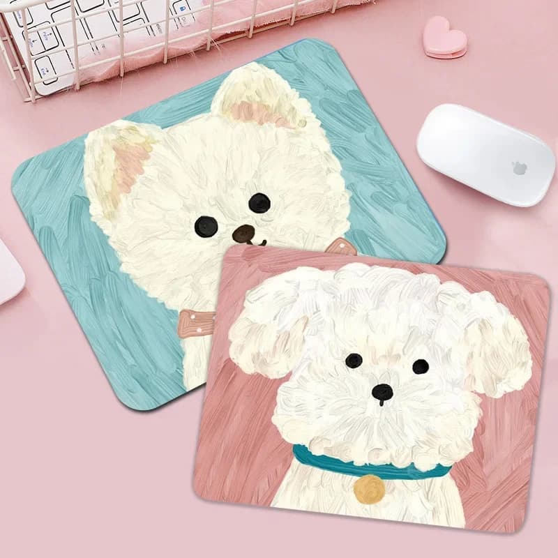 Simpatico tappetino per mouse Sherry piccolo tappetino da scrivania kawaii con bordo cucito base in gomma antiscivolo accessori per PC tappetino da ufficio per laptop tappetini da gioco