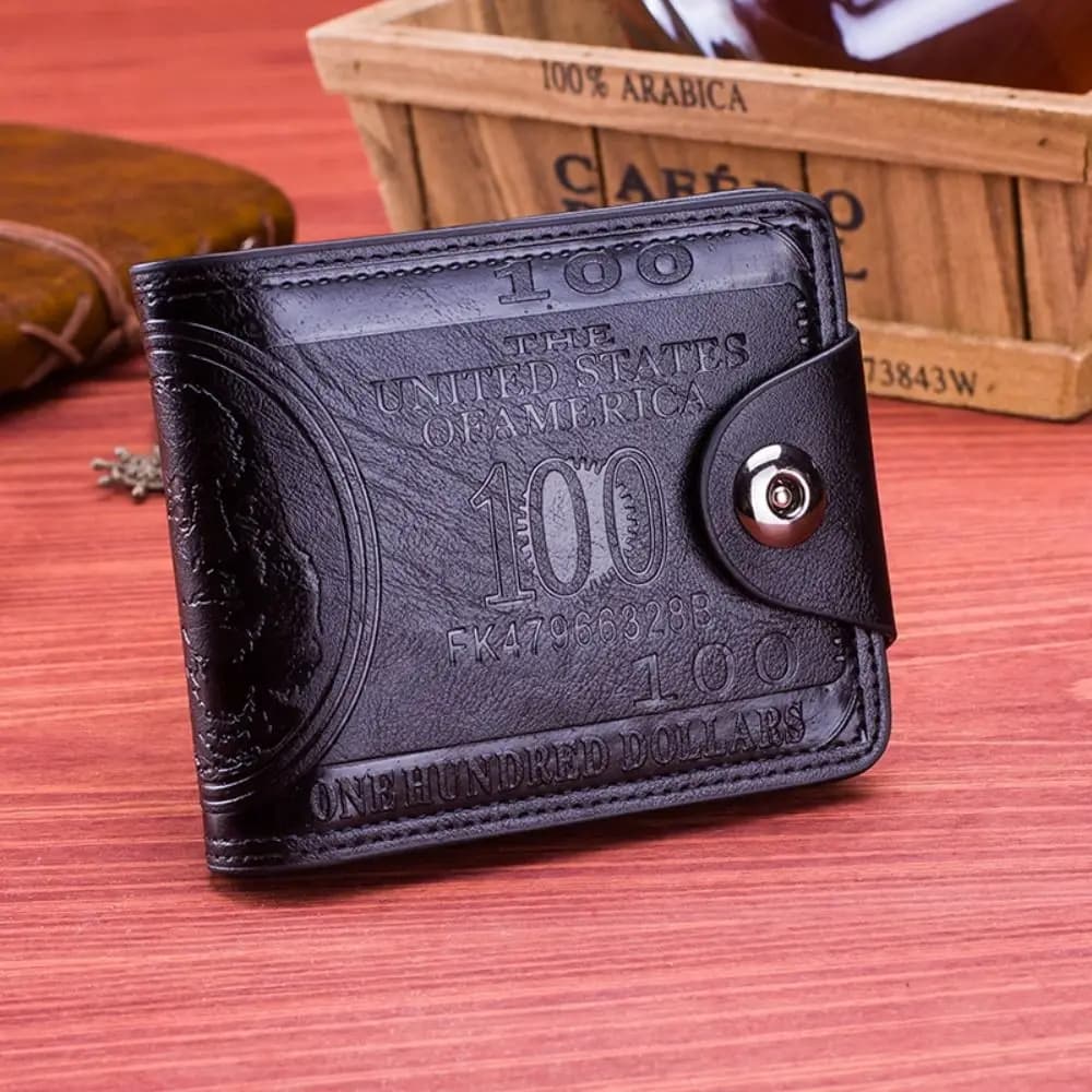 Simple US Dollar Pattern Dollar Pattern Wallet Large Capacity PU Leather Men's Wallet Magnet Buckle PU Clutch Bag Travel