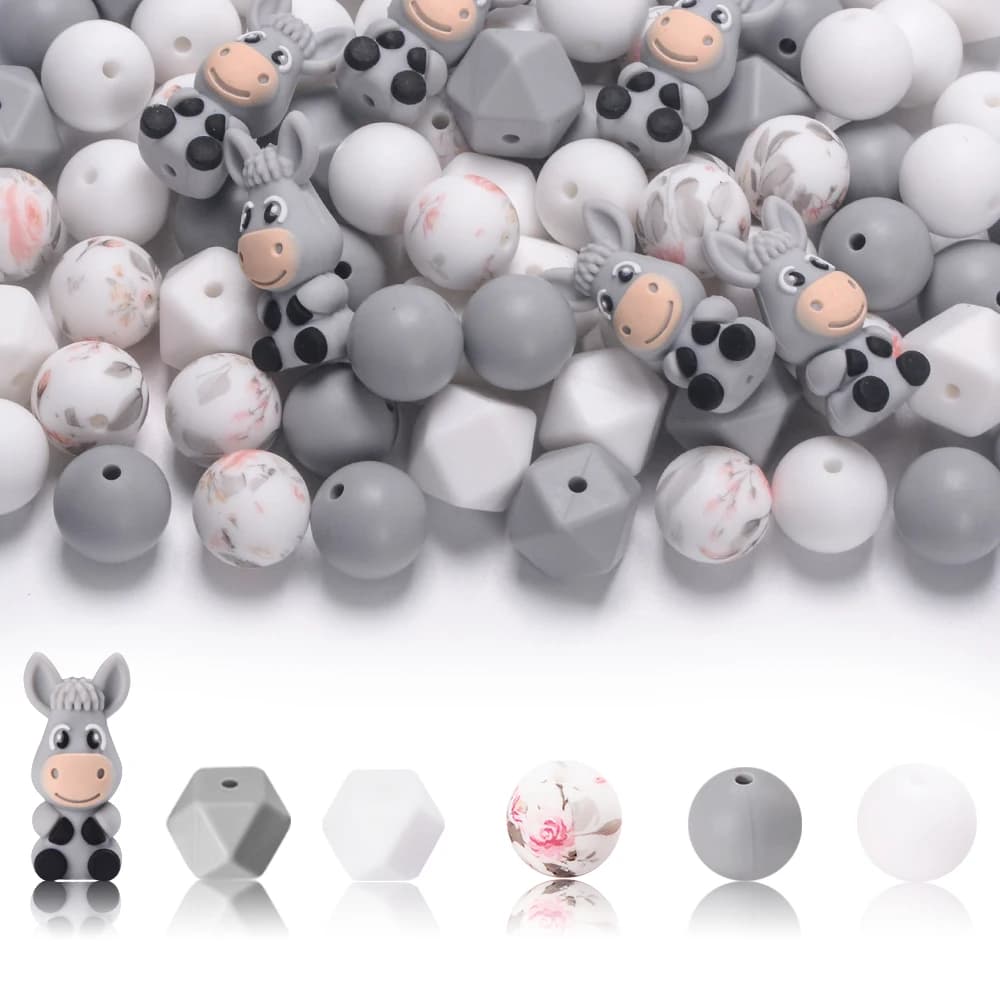 LOFCA 27 pezzi di perline focale in silicone set per braccialetti fai da te, collane, penne, portachiavi, accessori per la creazione di gioielli all'ingrosso