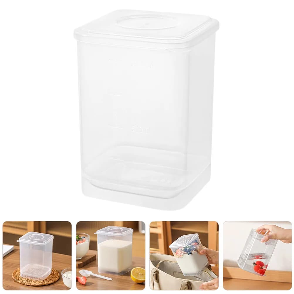 Contenitore per Yogurt in Stile Giapponese, Scatola Trasparente in Plastica con Coperchio Ermetico per Yogurt Fatto in Casa, Conservazione Alimenti, Preparazione Pasti