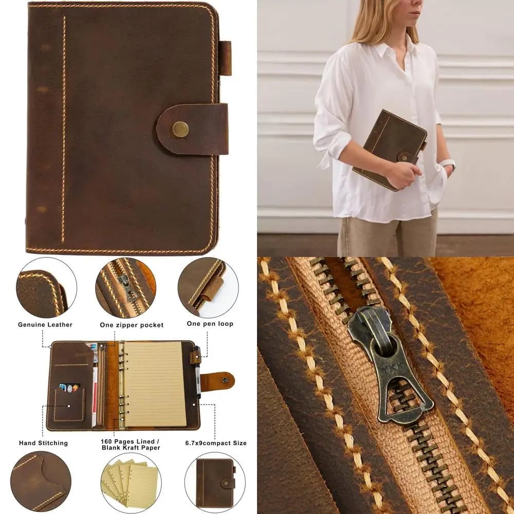 Raccoglitore Planner A5 in pelle marrone, diario ricaricabile, taccuino, raccoglitore ad anelli, regalo personalizzato per uomini, leadership e clienti aziendali