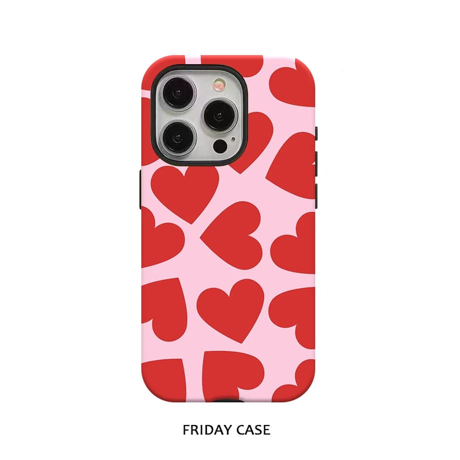 Phone Case for iPhone 16 15 14 13 12 11 X XS XR XSMAX 7 8 Pro Max Plus Luxury Red Love Simple and Fashi Double-layer Back Cover