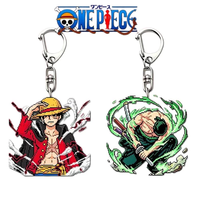 Cartoon One Piece Luffy Zoro Acrylic Keychain Anime Peripheral Cool Trendy Backpack Pendant Car Keychain Decoration Toy