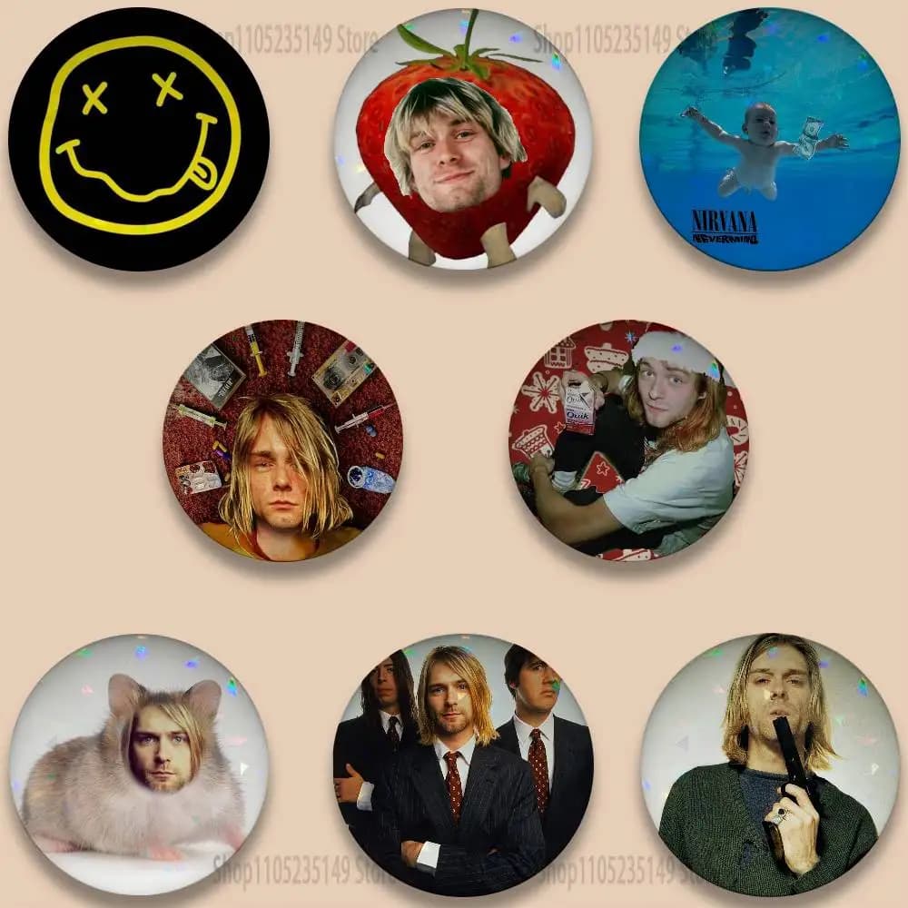 Band N-Nirvana 32/44/58mm Handmade Pins Round Brooch Badge Backpacks Clothes Jewelry Gifts