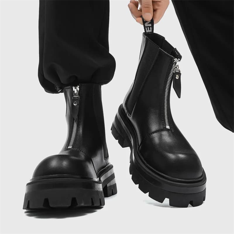 Scarpe da uomo Stivaletti con plateau alla moda Designer stile britannico Business Casual da uomo Stivaletti da moto robusti Botas Hombre