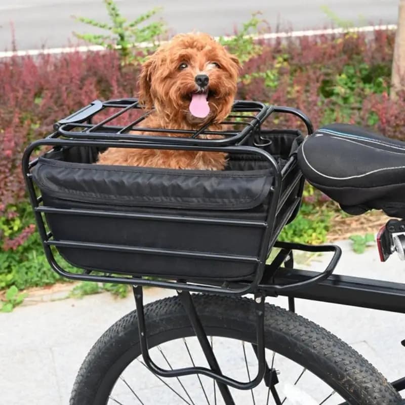 2-in-1 Dog Bike Basket For Rear Rack Pet Carrier Cargo Basket Fits Small Medium Dogs Cats Up To 12LBS For Groceries Daily·