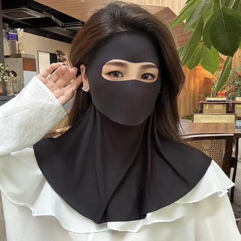 Summer Ice Silk Face Gini Maschera solare anti-UV per tutto il viso, copertura traspirante per la protezione del collo, per le donne, sport all'aria aperta