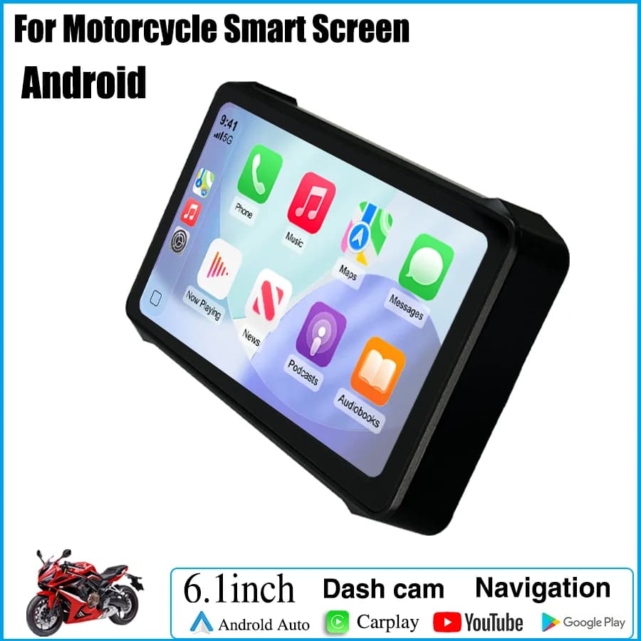 Schermo elettronico intelligente da 6,1 pollici per moto Carplay DVR dash cam lettore video navigazione GPS Android 4G