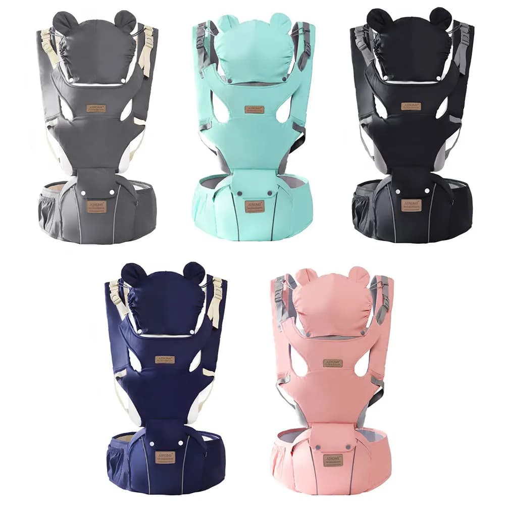 Marsupio Ergonomico 3 in 1 per Neonati e Bambini 0-36M con Cappuccio Antivento Invernale e Strisce Luminose