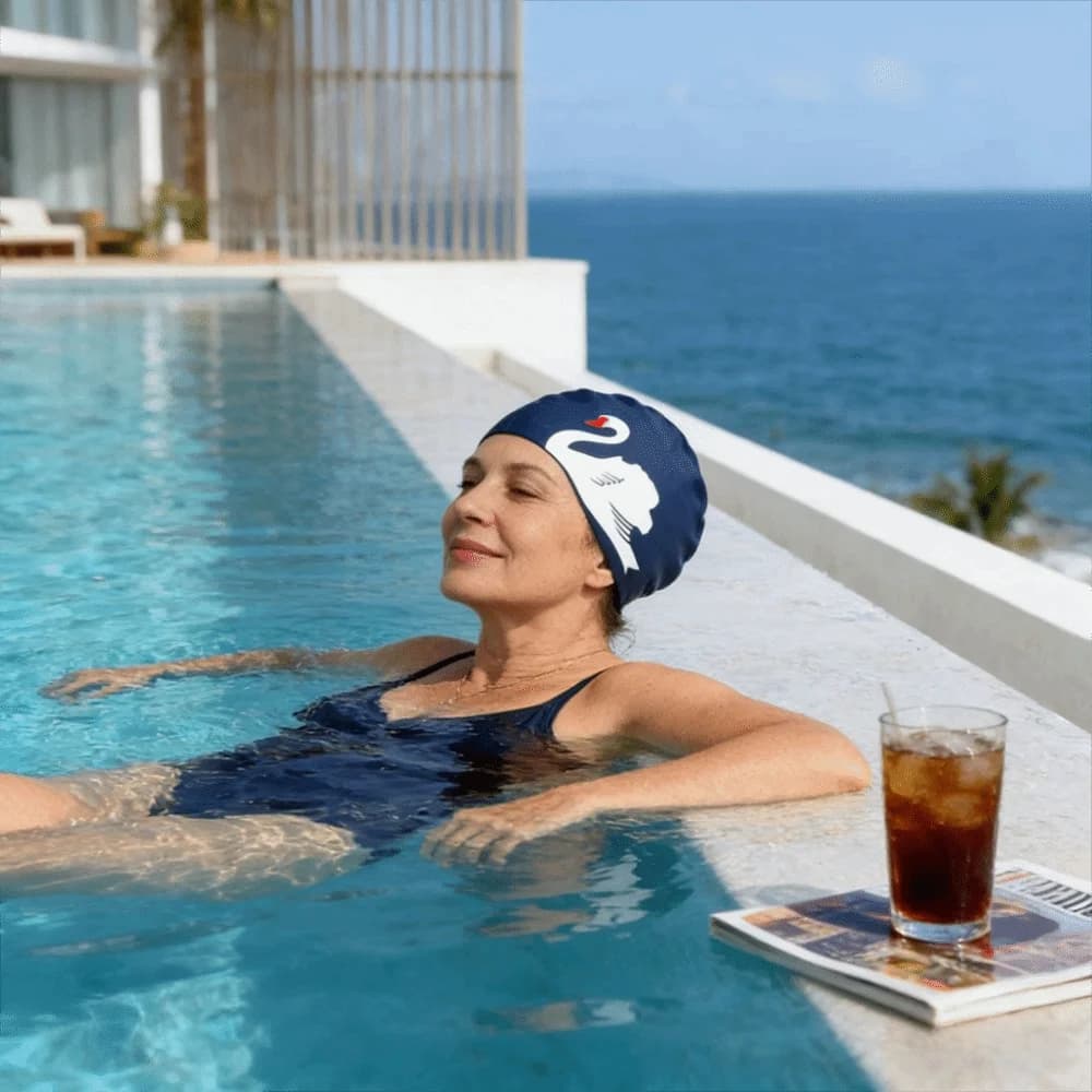 Cuffia da Nuoto Plus Size con Stampa, Antiscivolo, in Silicone Impermeabile, per Adulti