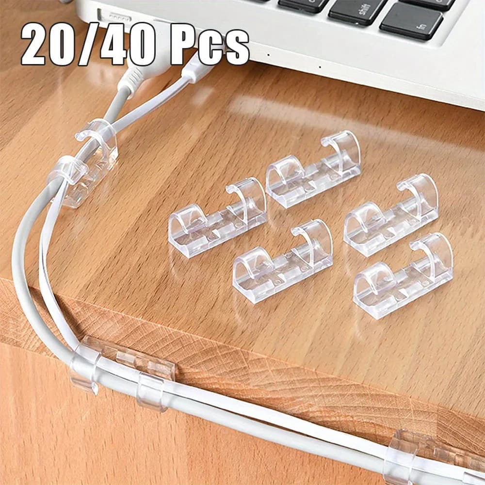 Organizzatore di fermagli per cavi da 20/40 pezzi supporto per cavo di derivazione autoadesivo gestione del cavo morsetto fisso ordinato per TV cavo per PC Home Office