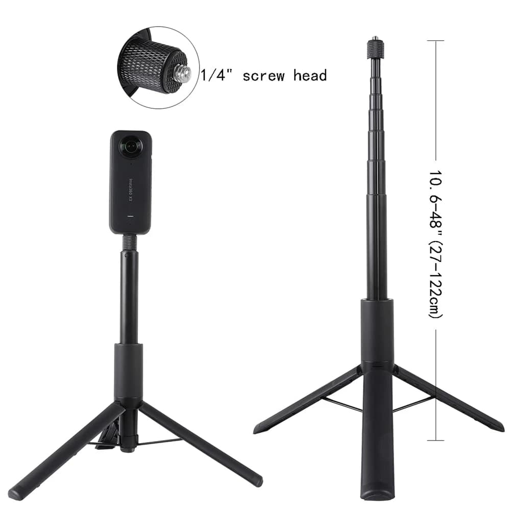 A73T Selfie Stick Treppiede Allungabile Nero Per Insta360 ONE X2 X3 RS Per Gopro Hero 12 11 10 9 8 7 6 5 Max Per DJI Action 4 3 2