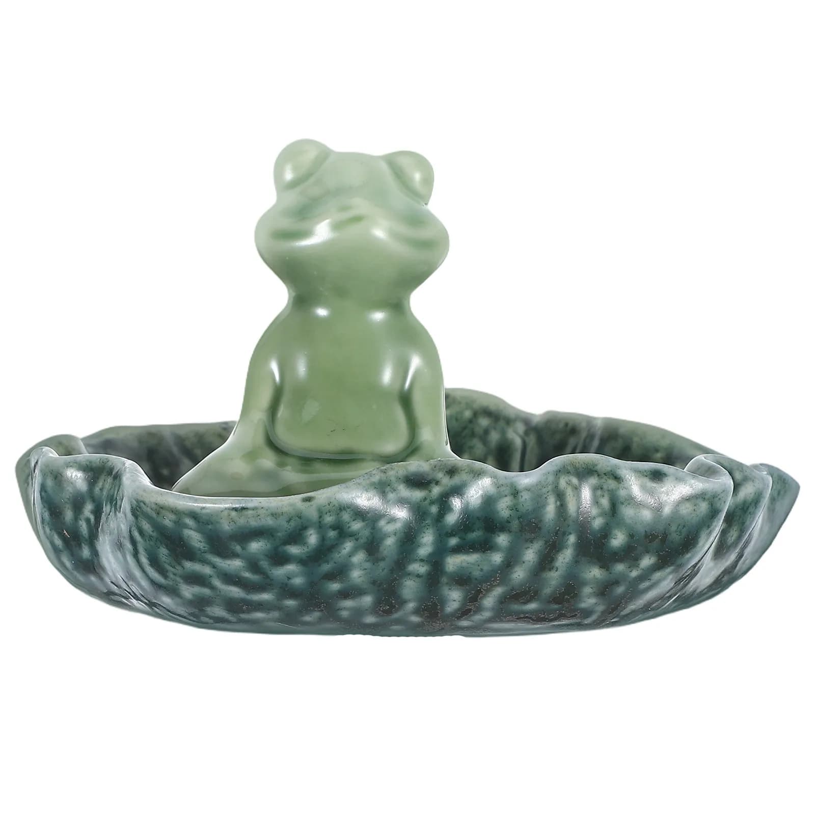 Bruciatore di incenso in ceramica a forma di rana, porta bastoncini di incenso fatto a mano, ornamento da interno per meditazione, relax e decorazione domestica
