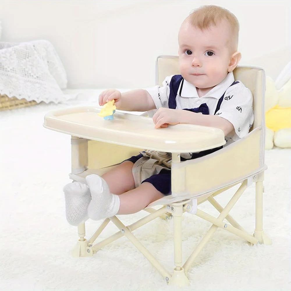 Elegant and durable high chair with adjustable footrest and removable cushion for comfortable feeding, perfect for growing Babi