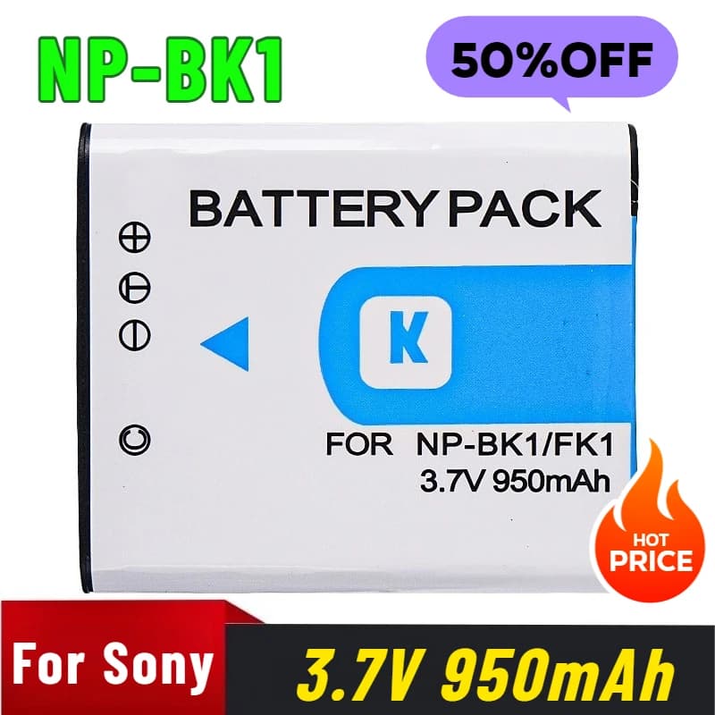 Batteria per fotocamera Sony DSC S750 S780 S850 980 W180 W190 W370 da 3,7 V 950 mAh NP-BK1