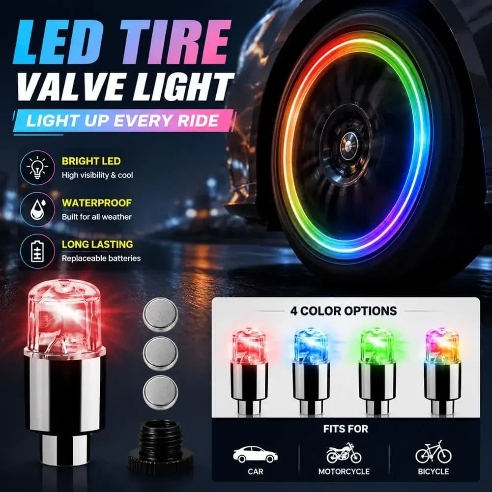 2/10PCS Car Wheel LED Light Motocycle Bike Light Tire Valve Cap Decorative Lantern Tire Valve Cap Flash Spoke Strobe Neon Lamp