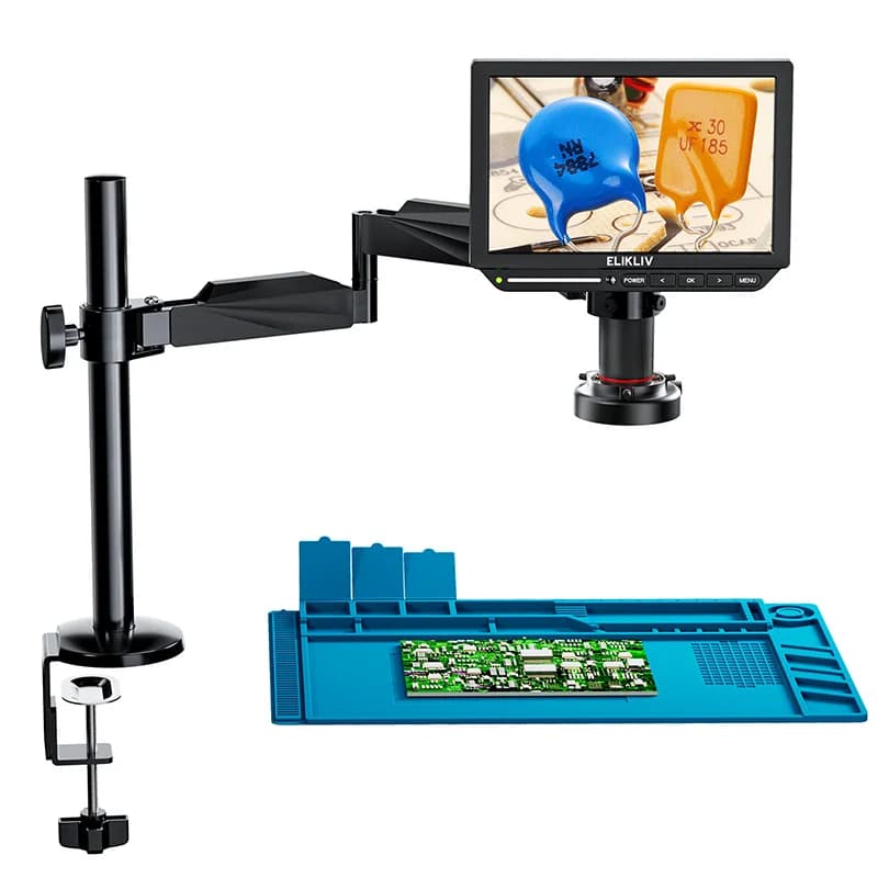 Elikliv EM4K 4K Digital Microscope for Electronics 10.1 "2000X HDMI Welding Microscope with PCB Welding Arm Support