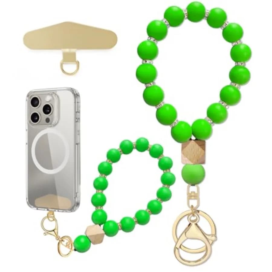 Silicone Beaded Phone Wrist Strap, Phone Bracelet Strap with Tether Tab Elastic Hands Free Wristlet Strap