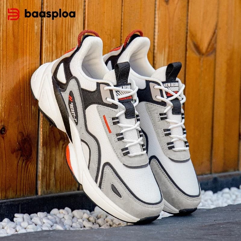 Baasploa Sneakers da uomo scarpe da corsa antiscivolo scarpe da passeggio casual traspiranti comode sneakers in pelle scarpe impermeabili da uomo