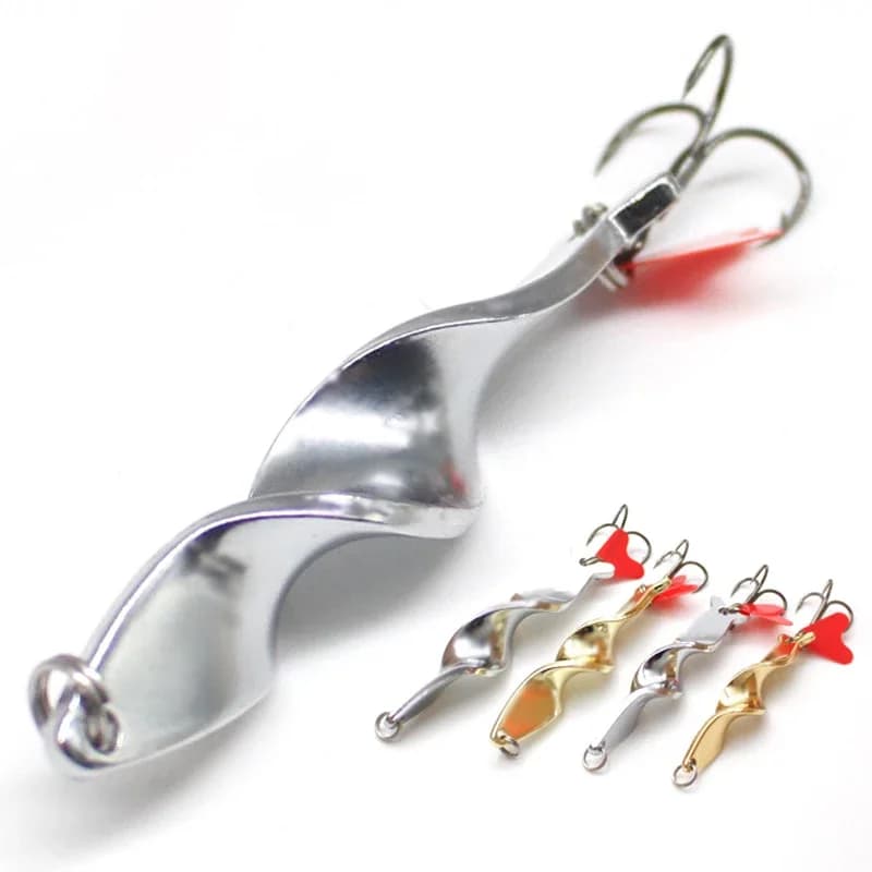 1PC Trolling Spinning Spiral Cucchiai a lancio lungo Richiamo di pesca Spinner 7g10g14g21g28g Rotazione della vite Metallo Jigbait Red Hear Paillettes