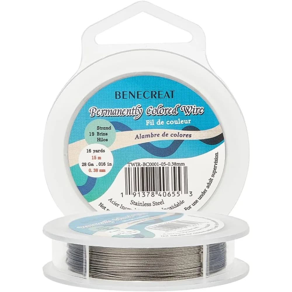 19-wire beads (0.015 inch/0.38 mm 49FT) Nylon and stainless steel beads for necklaces and bracelets making light grey kit