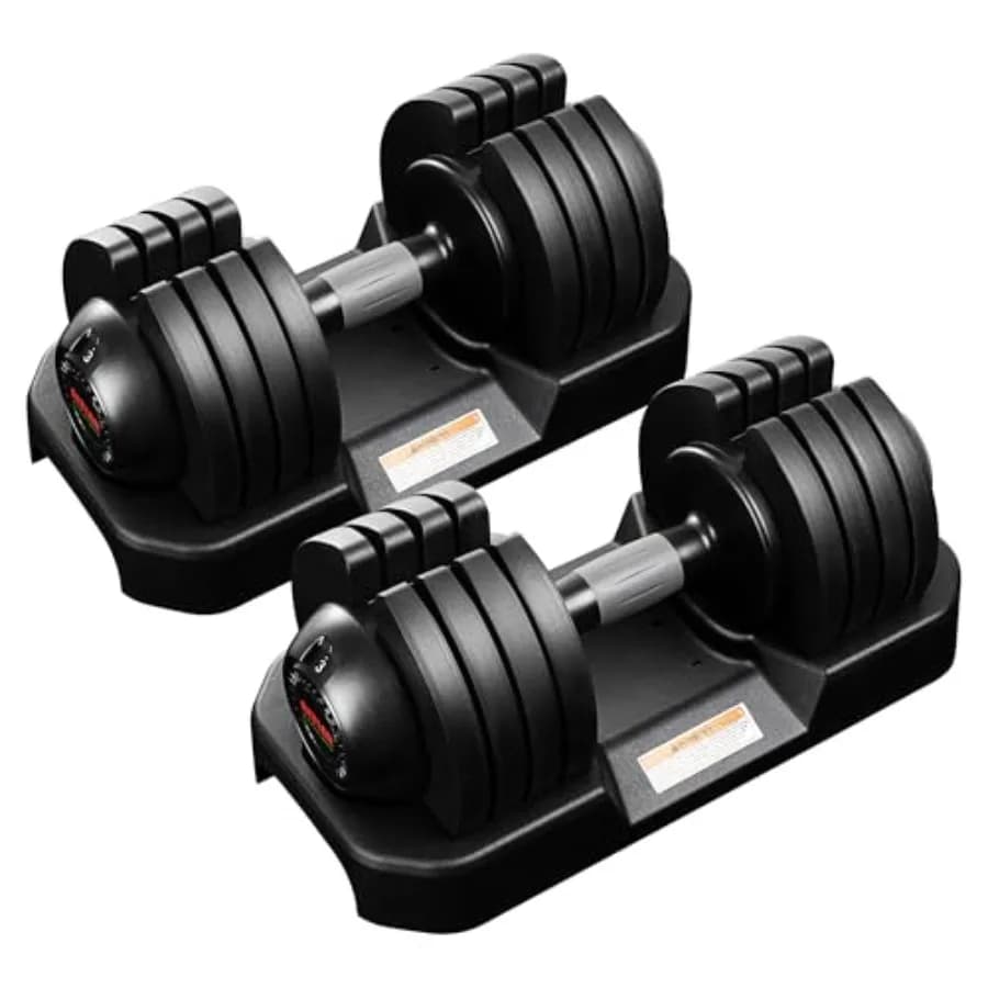 Set di manubri regolabili singoli/pair da 22LBS/25LBS/52LBS, set di manubri premium con rivestimento in gomma e meccanismo di bloccaggio sicuro per la massima sicurezza