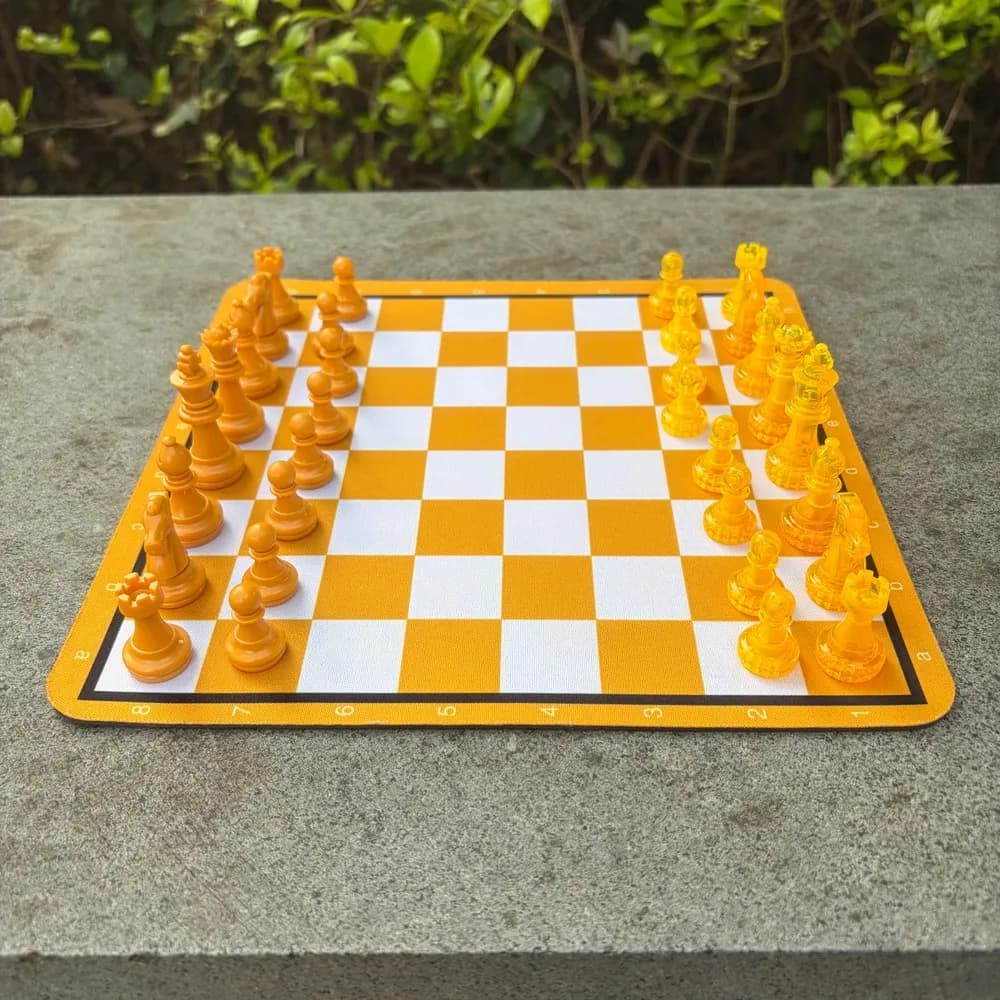 24CM/9.45IN Chess Sets,Yellow, Include: A Chessboard mat + 32 Pieces for Family Gatherings and Party Game Night