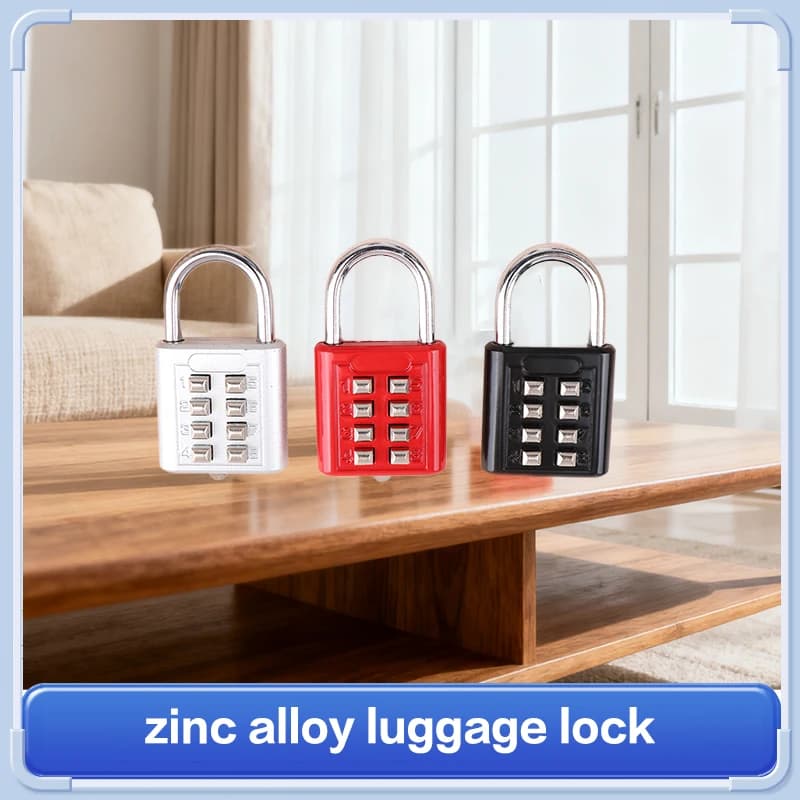Lucchetto a combinazione con codice password a 8 cifre Valigia in lega di zinco per bagagli Codice da viaggio Codice Smart Lock Blocco antifurto con chiave