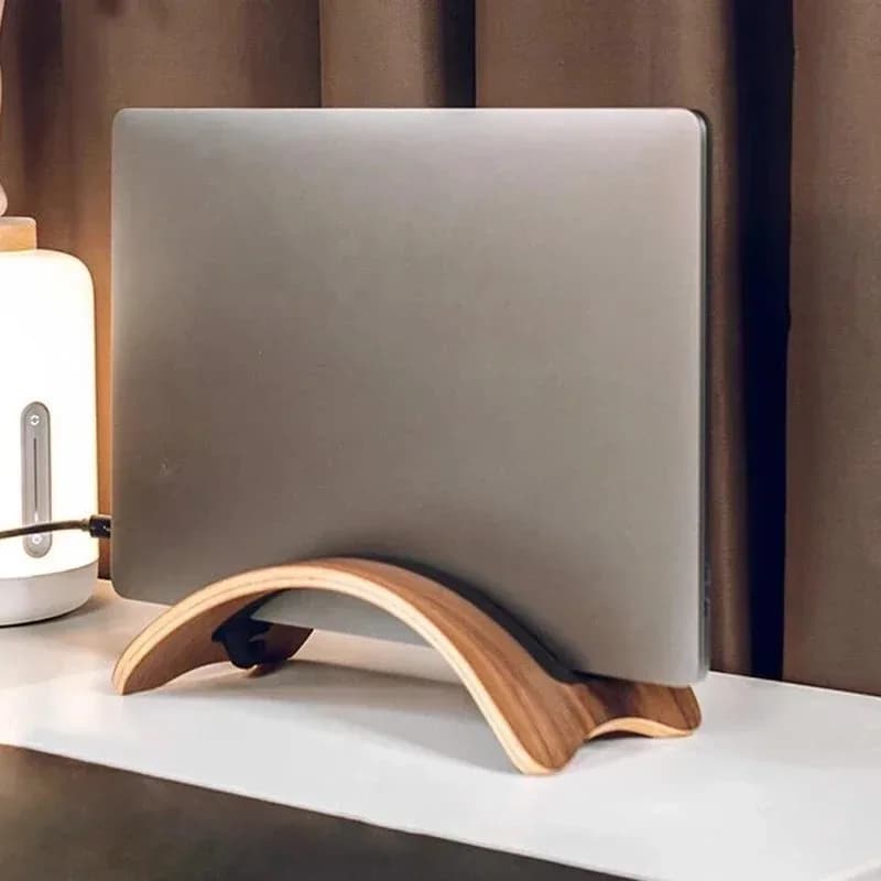 Supporto per laptop in legno Supporto verticale regolabile per laptop personalizzato Notebook Striscia di gomma in legno Supporto in legno massello Decorazione del desktop