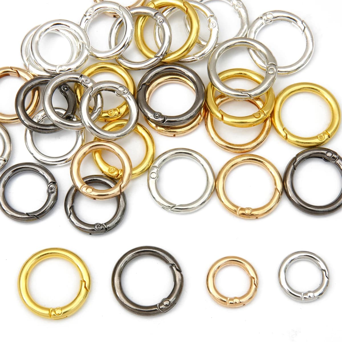 5Pcs Metal O-Ring Spring Clasps Openable round Carabiner Keychain Bag Clips Hook Dog Chain Buckles Connector for DIY Jewelry
