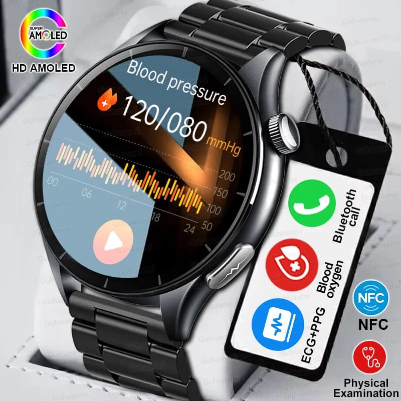 Smartwatch Sapphire 2026 New with health monitoring: blood fat measurement, uric acid, calls, ECG+PPG, blood pressure - Compatible with iOS
