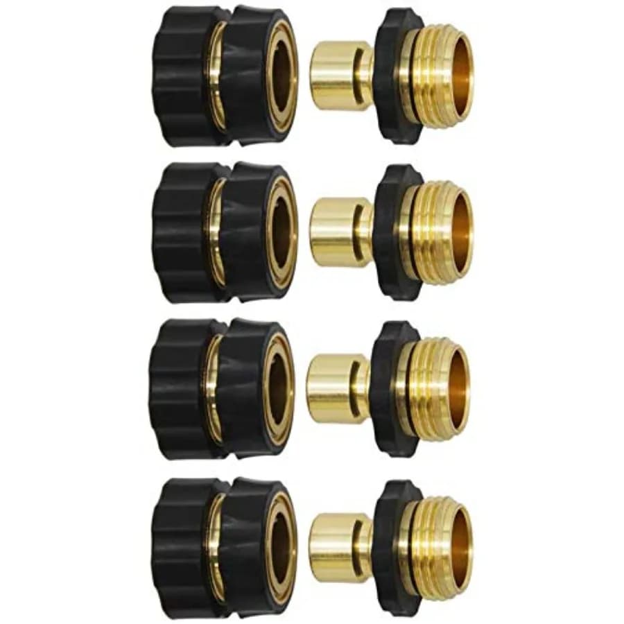 Set di 4 Connettori Rapidi per Tubo da Giardino da 3/4 Pollici, Adattatori Maschio e Femmina per Tubi da Giardino