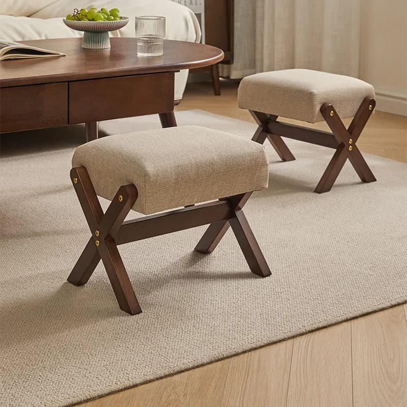 Panca per scarpe Sedile per trucco per ingresso Sgabello pieghevole con gamba a X con cuscino spesso Sgabello moderno imbottito in velluto Regalo salvaspazio