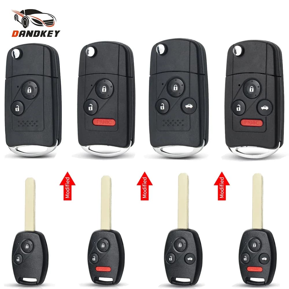 KEYYOU Chiave Remota Pieghevole Modificata per Auto Honda Accord Civic CRV Pilot 2007-2013 con 2/3/4 Pulsanti