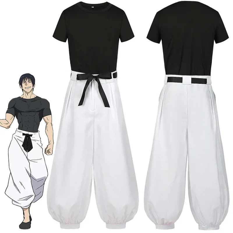 Cosplay Manga Anime Costume with Wig, T-shirt, Pants and Pink Net for Halloween and Christmas