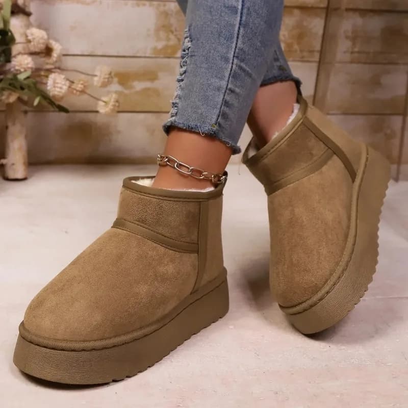 Designer's 2026 New Winter Trendy Women's Snow Boots Suede Fashionable Lined Plush Flat Warm and Comfortable Women's Snow Boots