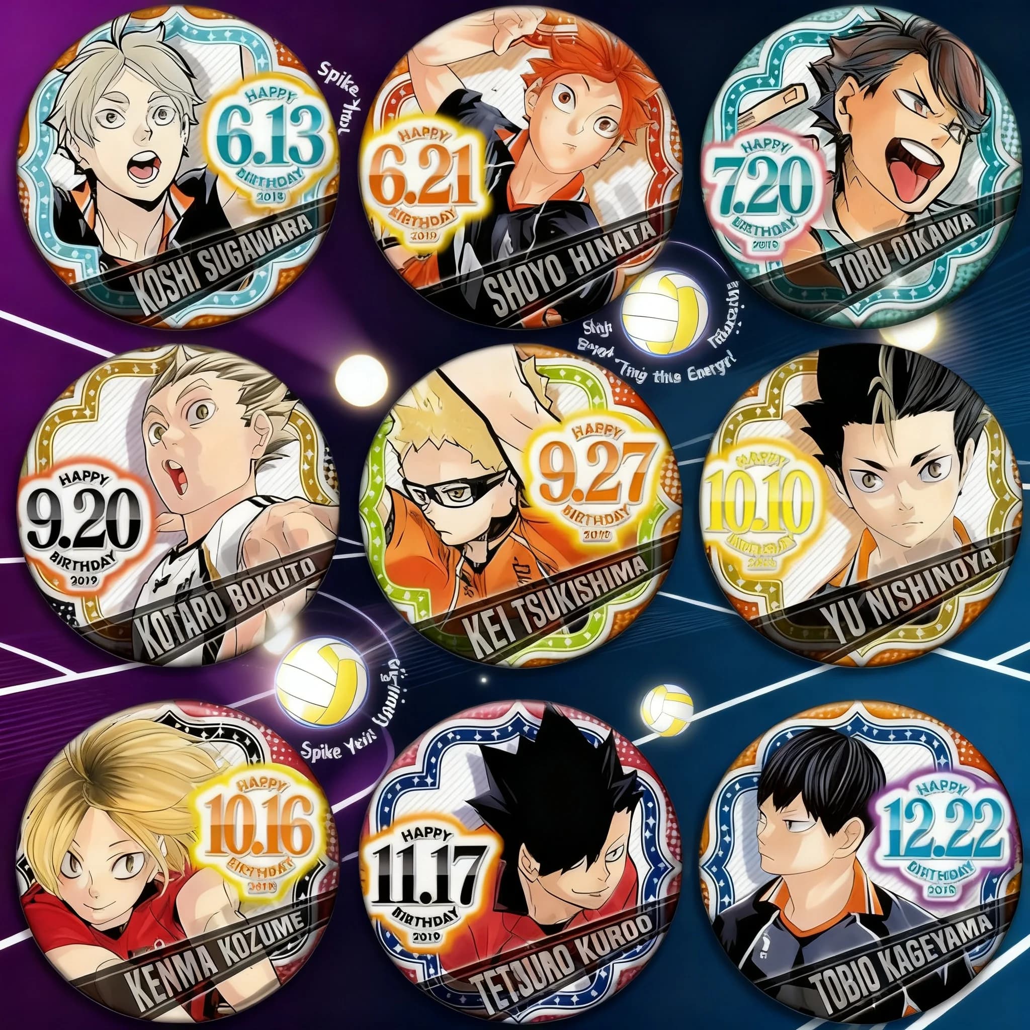 Badge Anime Haikyuu Pallavolo 2019, Spilla di Compleanno Hinata Kageyama Kuroo Kenma, Accessori Cosplay, Regalo, Merchandising, Oggetto da Collezione