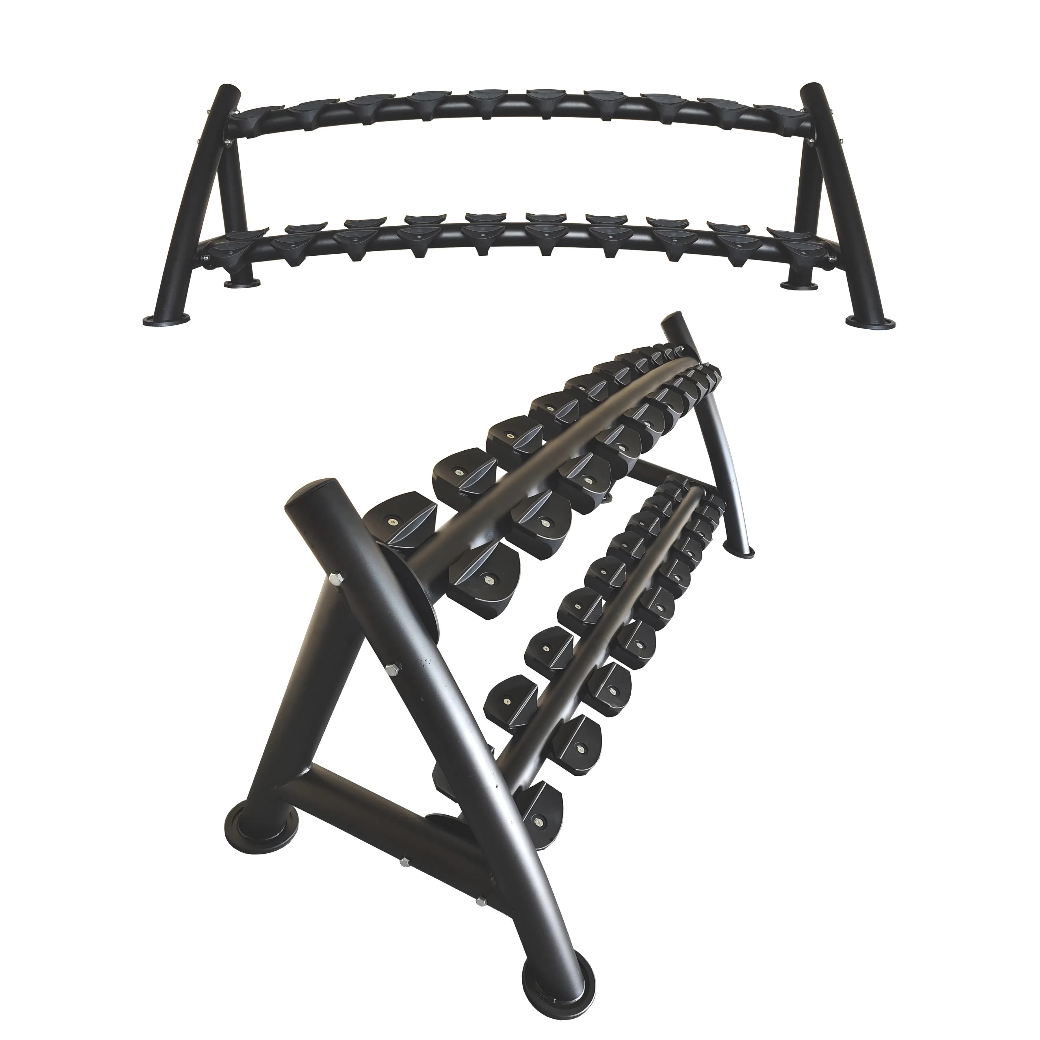 Round tube high-end dumbbell rack 10 pairs double-layer dumbbell rack