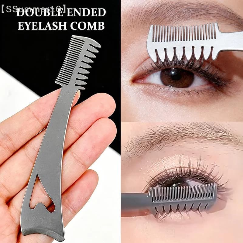 1pcs 3-In-1 Stainless Steel Eyeliner Aid Tool With Eyelash Brush Eye Makeup Stencil For Women Design Delicate Finish Long Wear